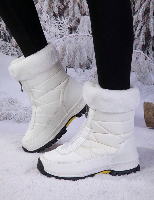 Winterstiefel Damen Warm Schneestiefel Winterschuhe und rutschfesten Sohlen Geeignet für die Schneesaison im Winter mit Reißverschluss vorne